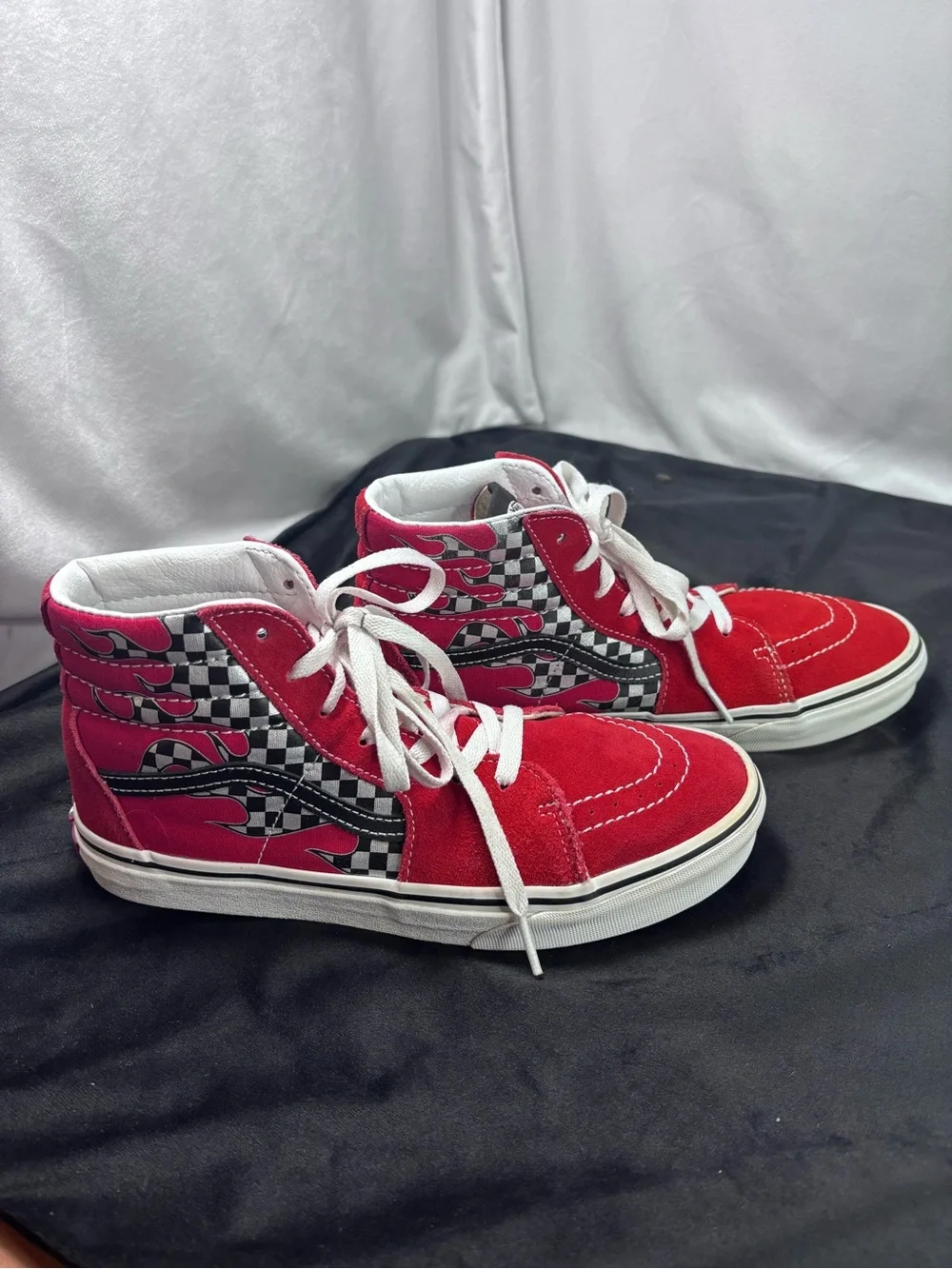 Vans Sk8-Hi Reflect Check Flame High-Top Sneakers – Youth Size 7